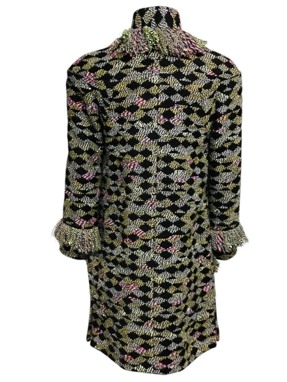 Chanel Black / Green Multi Paris-Salzburg Pre-Fall 2015 Métiers d'Art Fringed Wo